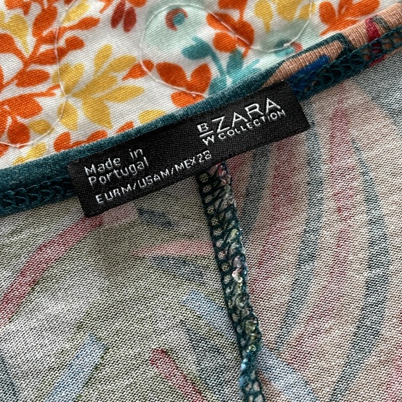 ZARA Colorful Patterned V-Neck High-Low Top - Picture 5 of 5